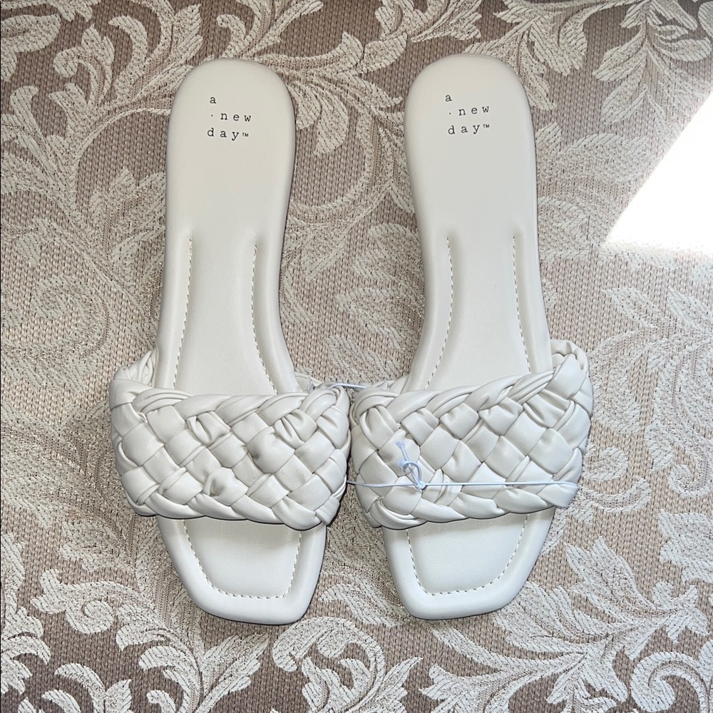 a new day White Braided Slide Sandals